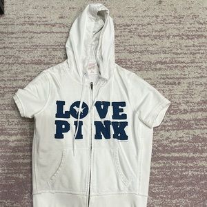 Victoias secret pink sleeveless sweatshirt woman’s large white color